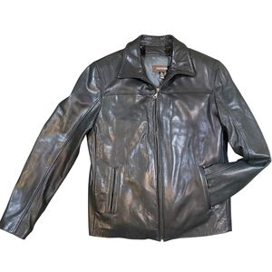 Danier Designer Black Soft Leather Zip Up Jacket Zip Out Liner Canada Made 00s